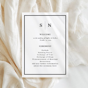 Minimal and Chic Black and White Border Wedding Programme