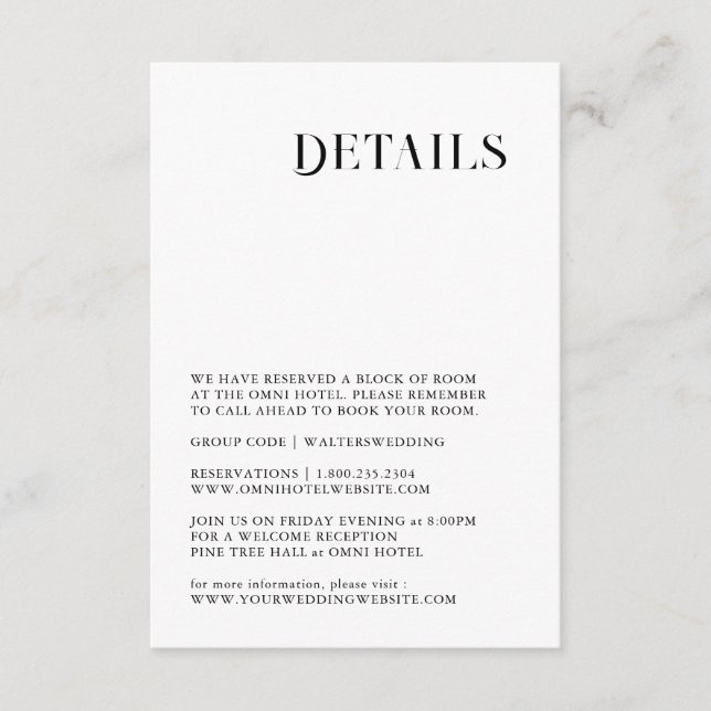 Minimal and chic black and white details card (Front)