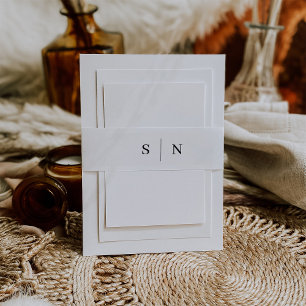 Minimal and Chic Black and White Monogram Invitation Belly Band