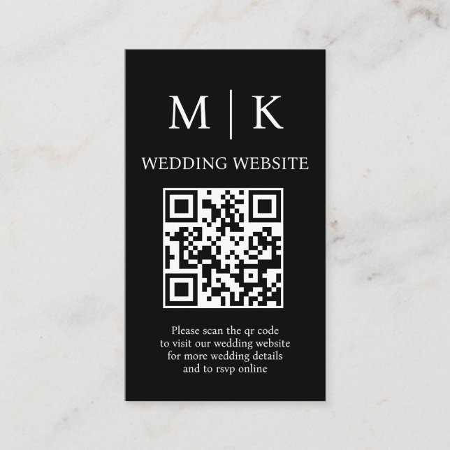 Minimal and Chic | Black and White QR Code Wedding Enclosure Card (Front)