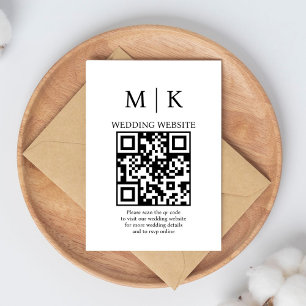 Minimal and Chic Black and White QR Code Wedding Enclosure Card