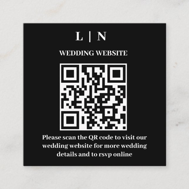 Minimal and Chic | Black and White QR Code Wedding Enclosure Card (Front)