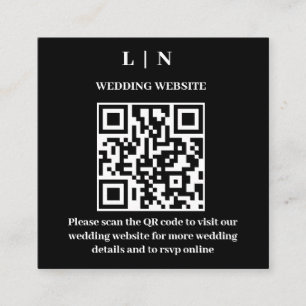 Minimal and Chic Black and White QR Code Wedding Enclosure Card