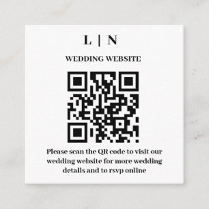 Minimal and Chic   Black and White QR Code Wedding Enclosure Card