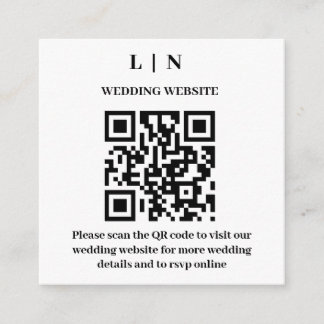 Minimal and Chic | Black and White QR Code Wedding Enclosure Card