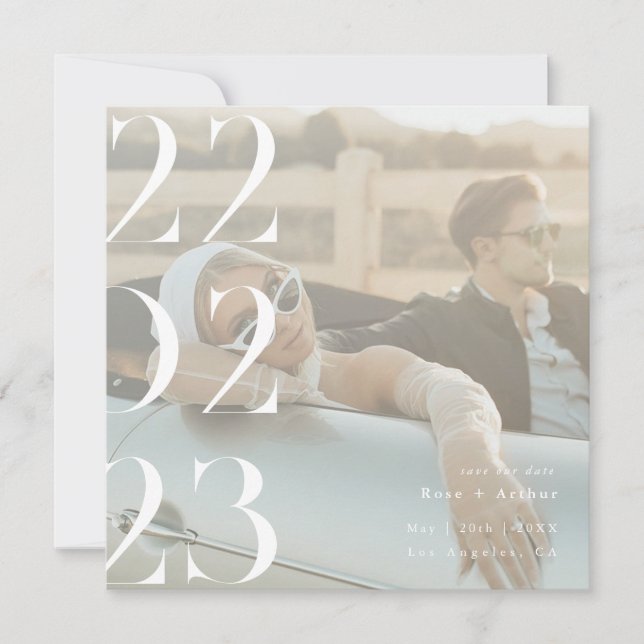 Minimal and chic black and white Save the date (Front)