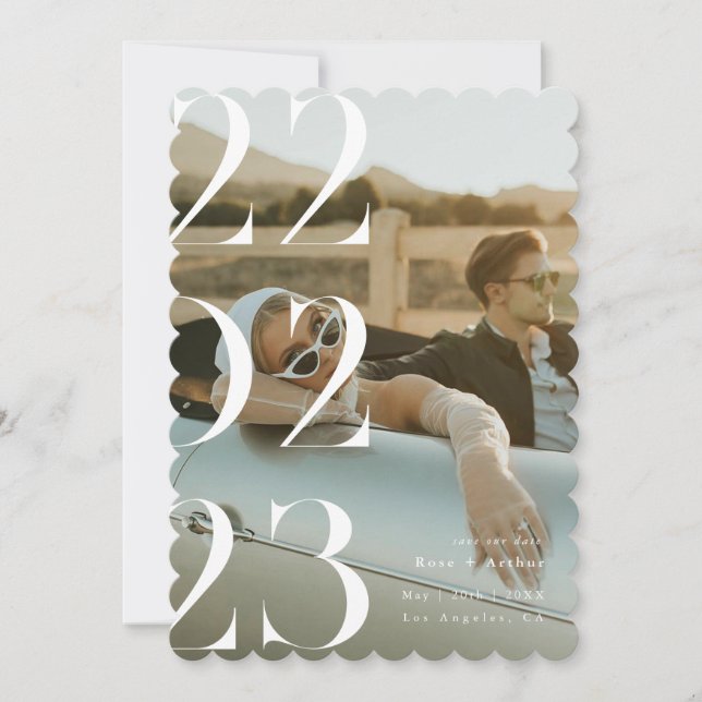 Minimal and chic black and white Save the date Invitation (Front)