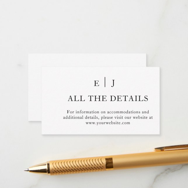 Minimal and Chic | Black and White Wedding details Enclosure Card (Front/Back In Situ)