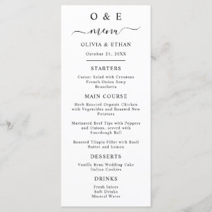 Minimal and Chic   Black and White Wedding Dinner Menu