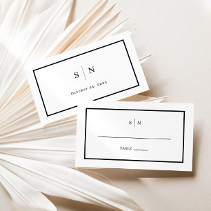 Minimal and Chic Black and White Wedding Flat Place Card