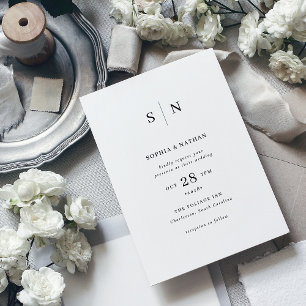 Minimal and Chic   Black and White Wedding Invitation
