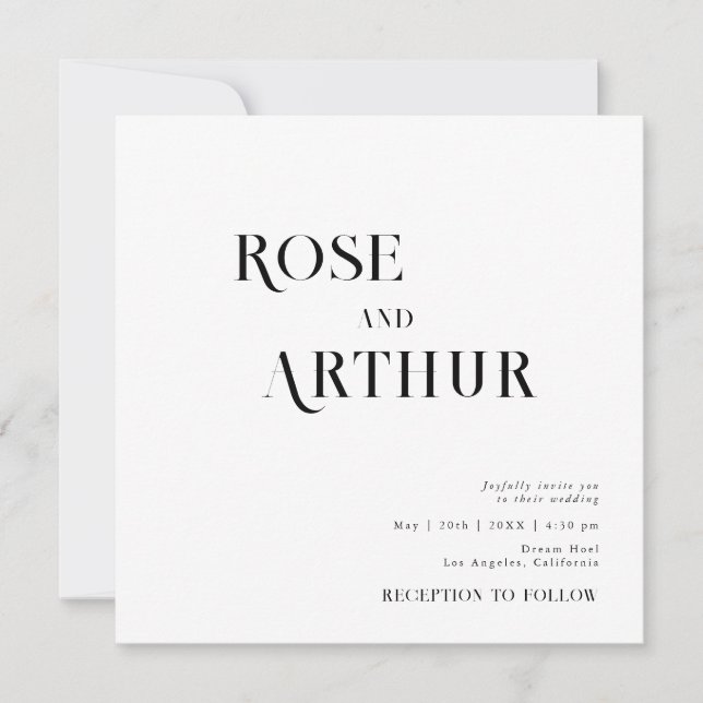 Minimal and chic black and white wedding invite (Front)