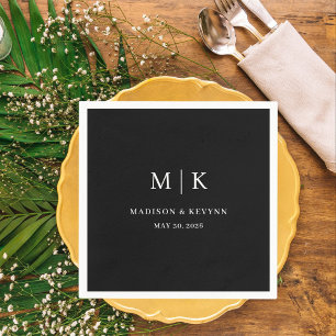 Minimal and Chic   Black and White  Wedding Napkin