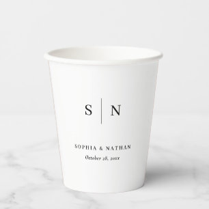 Minimal and Chic   Black and White Wedding Paper Cups