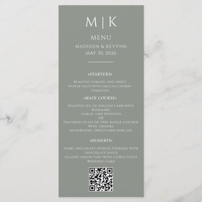 Minimal and Chic | Black and White Wedding QR Code Menu (Front)