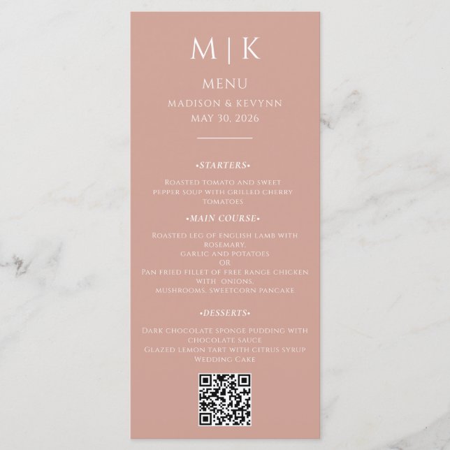 Minimal and Chic | Black and White Wedding QR Code Menu (Front)