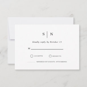 Minimal and Chic   Black and White Wedding RSVP Ca Card