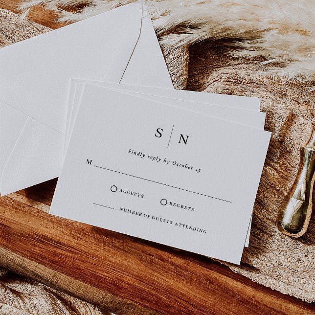 Minimal and Chic | Black and White Wedding RSVP Card (Creator Uploaded)