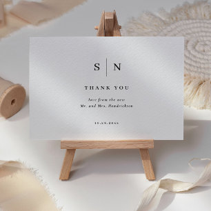 Minimal and Chic   Black and White Wedding Thank You Card
