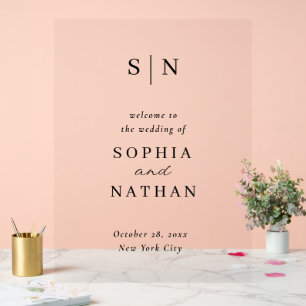 Minimal and Chic Black and White Wedding Welcome Acrylic Sign