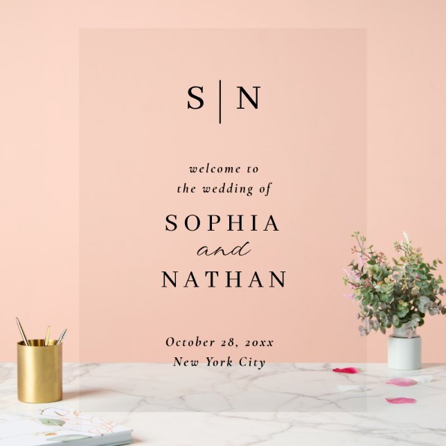 Minimal and Chic | Black and White Wedding Welcome Acrylic Sign