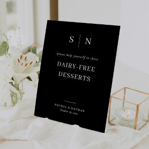 Minimal and Chic Black   Dairy-Free Desserts Pedestal Sign