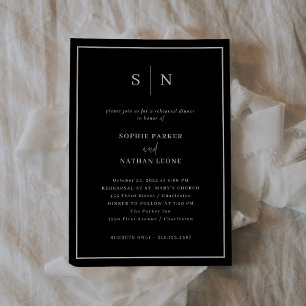Minimal and Chic Black   Elegant Rehearsal Dinner Invitation