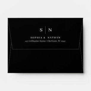Minimal and Chic   Black Monogram BUDGET Wedding Envelope
