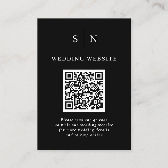 Minimal and Chic | Black QR Code Wedding Enclosure Card (Front)