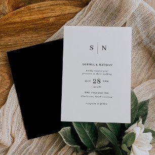 Minimal and Chic Black Reverse Wedding Invitation