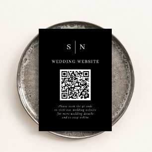 Minimal and Chic Black Scannable QR Code Wedding Enclosure Card