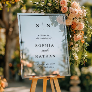 Minimal and Chic Black Text Wedding Welcome Acrylic Sign