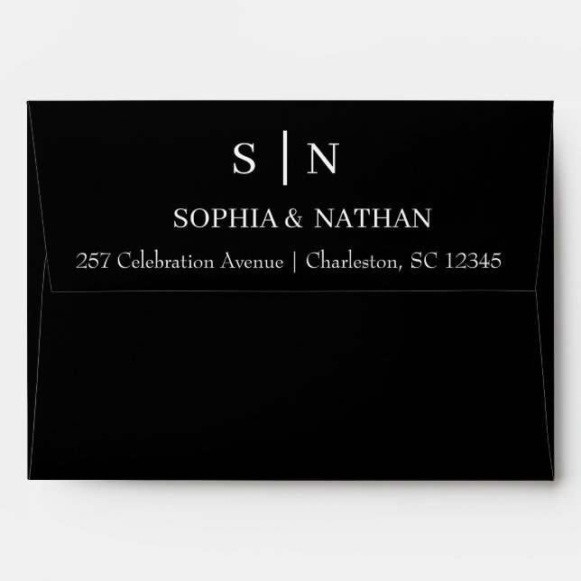 Minimal and Chic | Black Wedding Envelope (Back (Top Flap))