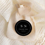 Minimal and Chic | Black Wedding Monograms Classic Round Sticker<br><div class="desc">These elegant,  modern wedding thank you favour stickers feature a simple black and white text design that exudes minimalist style. Add your initials or monogram to make them completely your own.</div>