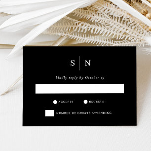 Minimal and Chic Black   Wedding RSVP Card