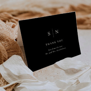 Minimal and Chic Black Wedding Thank You Card