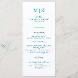 Minimal and Chic Blue and White Wedding Menu