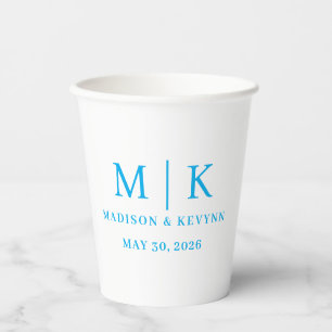 Minimal and Chic Blue and White Wedding Paper Cups
