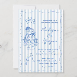 Minimal and Chic Blue French Personalised Wedding  Invitation