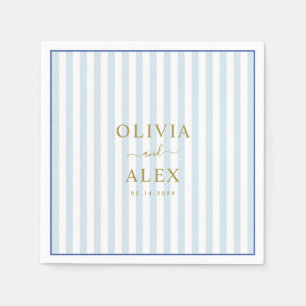Minimal and Chic Blue French Personalised Wedding Napkin