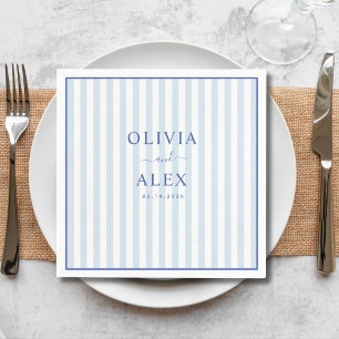 Minimal and Chic Blue French Personalised Wedding  Napkin