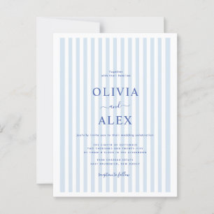 Minimal and Chic Blue French Personalised Wedding  Postcard