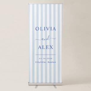 Minimal and Chic Blue French Personalised Wedding Retractable Banner