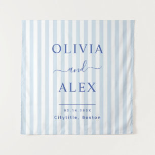 Minimal and Chic Blue French Personalised Wedding Tapestry