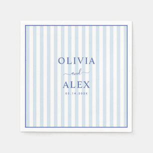 Minimal and Chic Blue French Personalized Wedding  Napkin