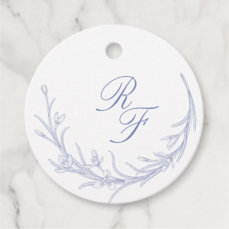 Minimal and Chic Blue Wedding Monograms Classic Favour Tags