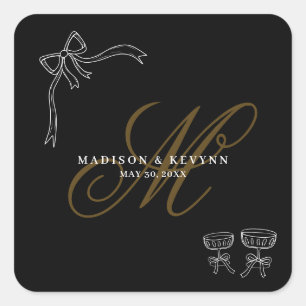 Minimal and Chic    Bow Wedding  Square Sticker