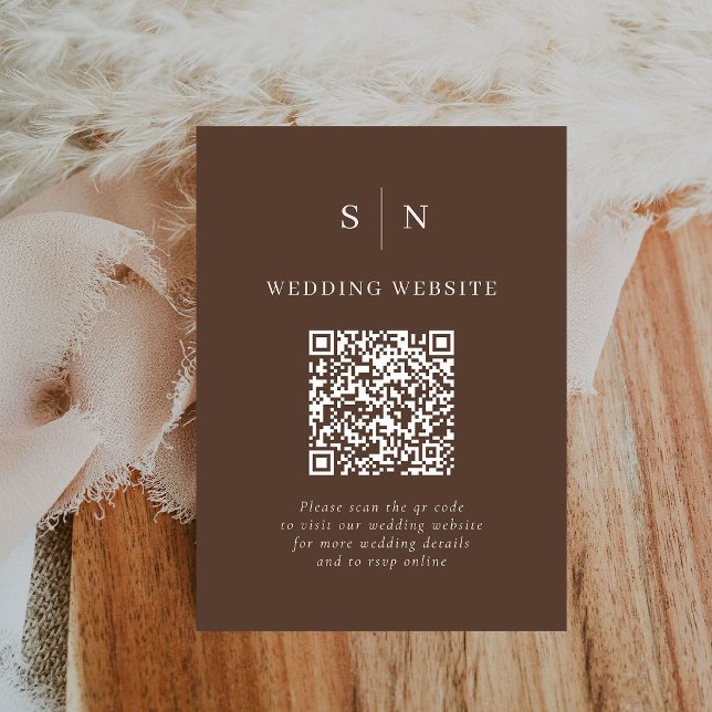 Minimal and Chic | Brown Scannable QR Code Wedding Enclosure Card (Creator Uploaded)
