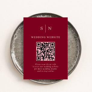 Minimal and Chic Burgundy and Pink QR Code Wedding Enclosure Card