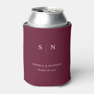Minimal and Chic Burgundy Red Wedding Can Cooler